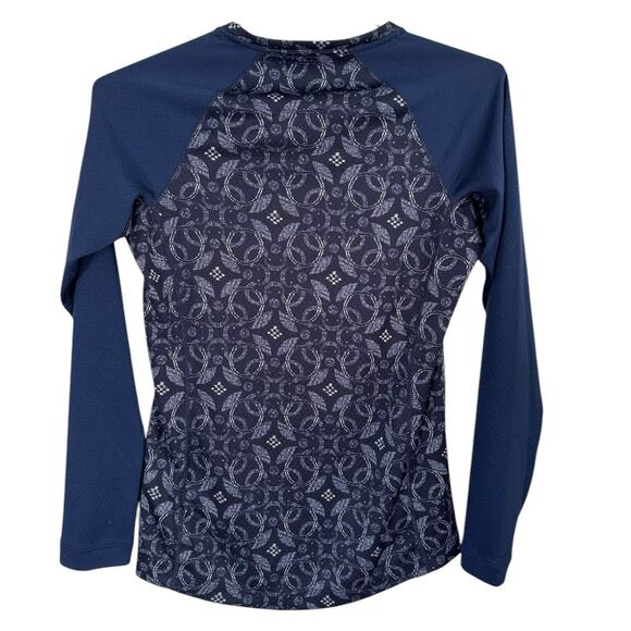 Patagonia Cap MW‎ Crew Fire Floral Night Plum Navy Blue XS Base Layer Hike Camp - Picture 6 of 8